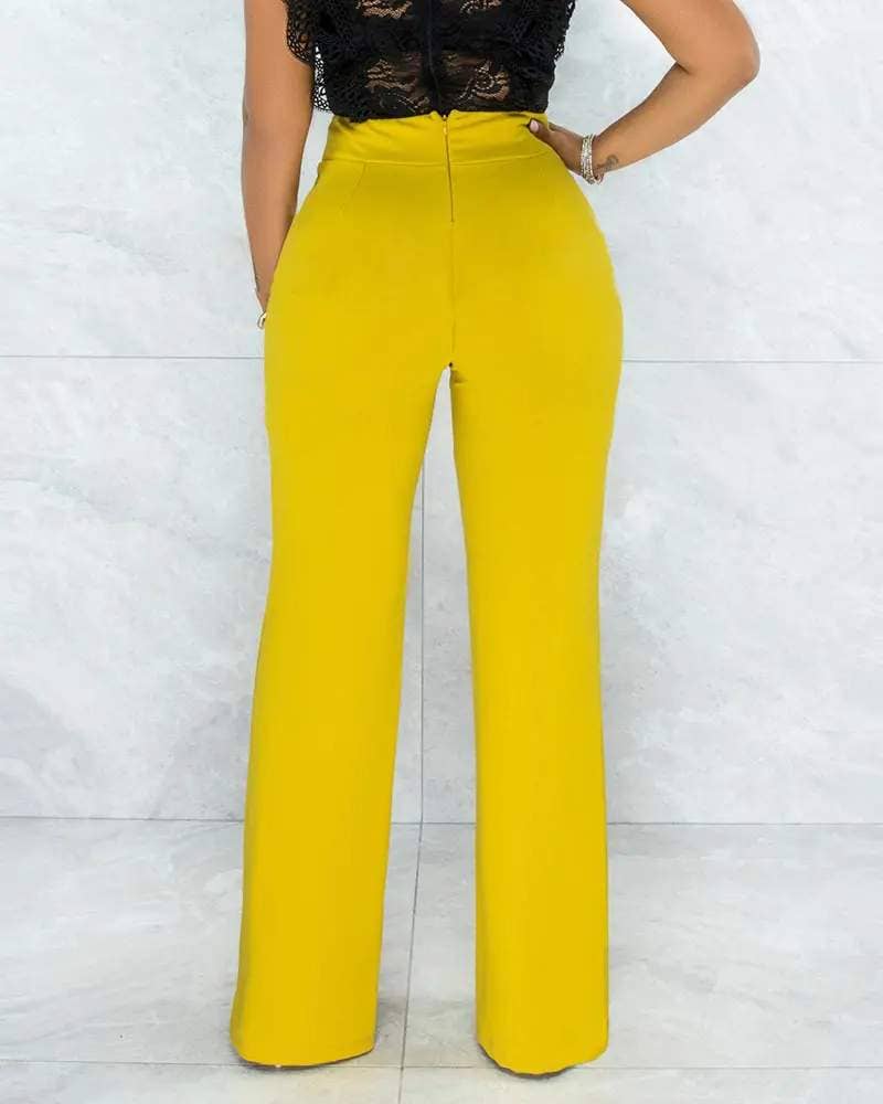 High waist straight leg pants