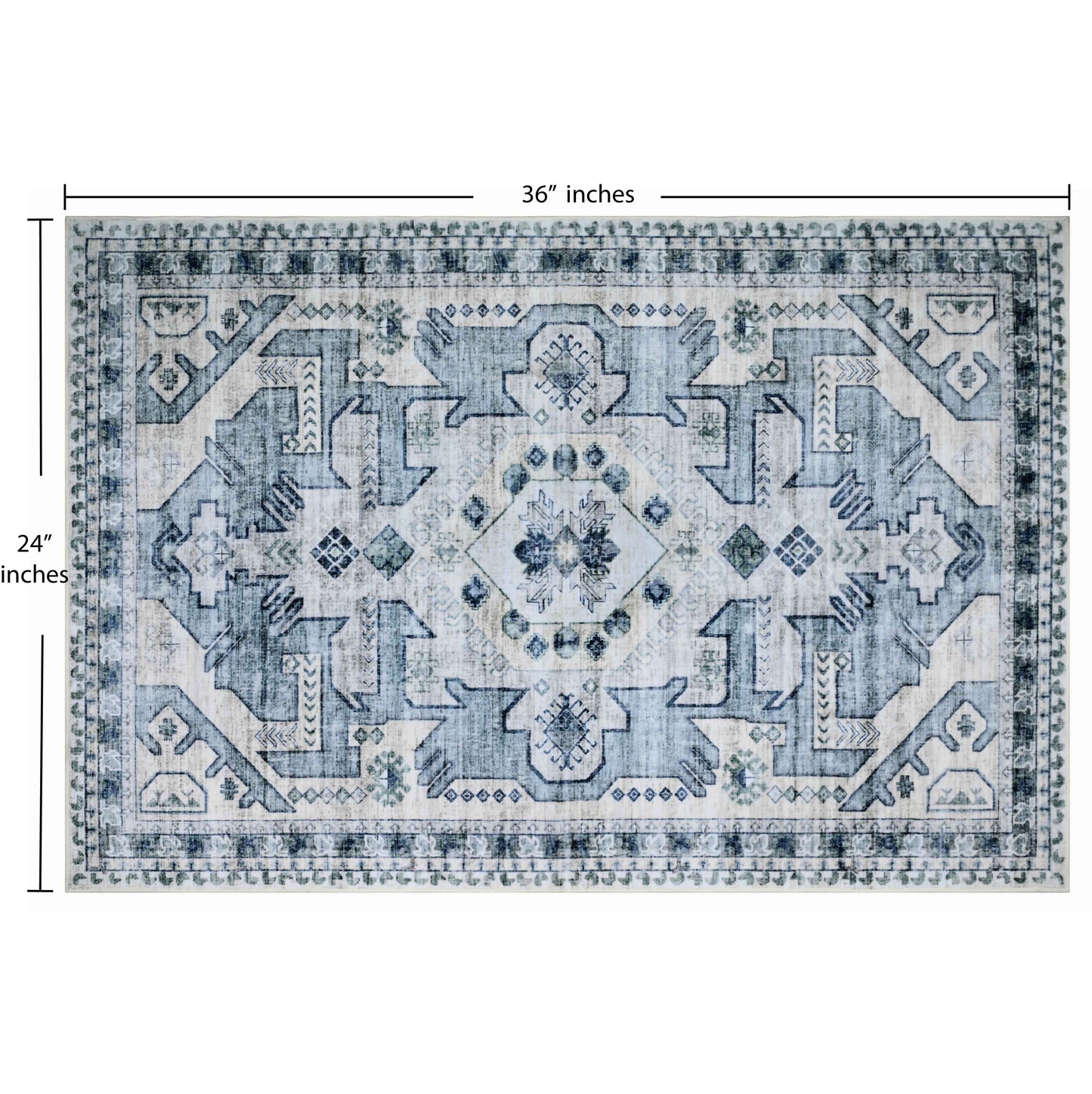 Bibb Home Washable Flannel Printed Accent Rug with Latex Bac