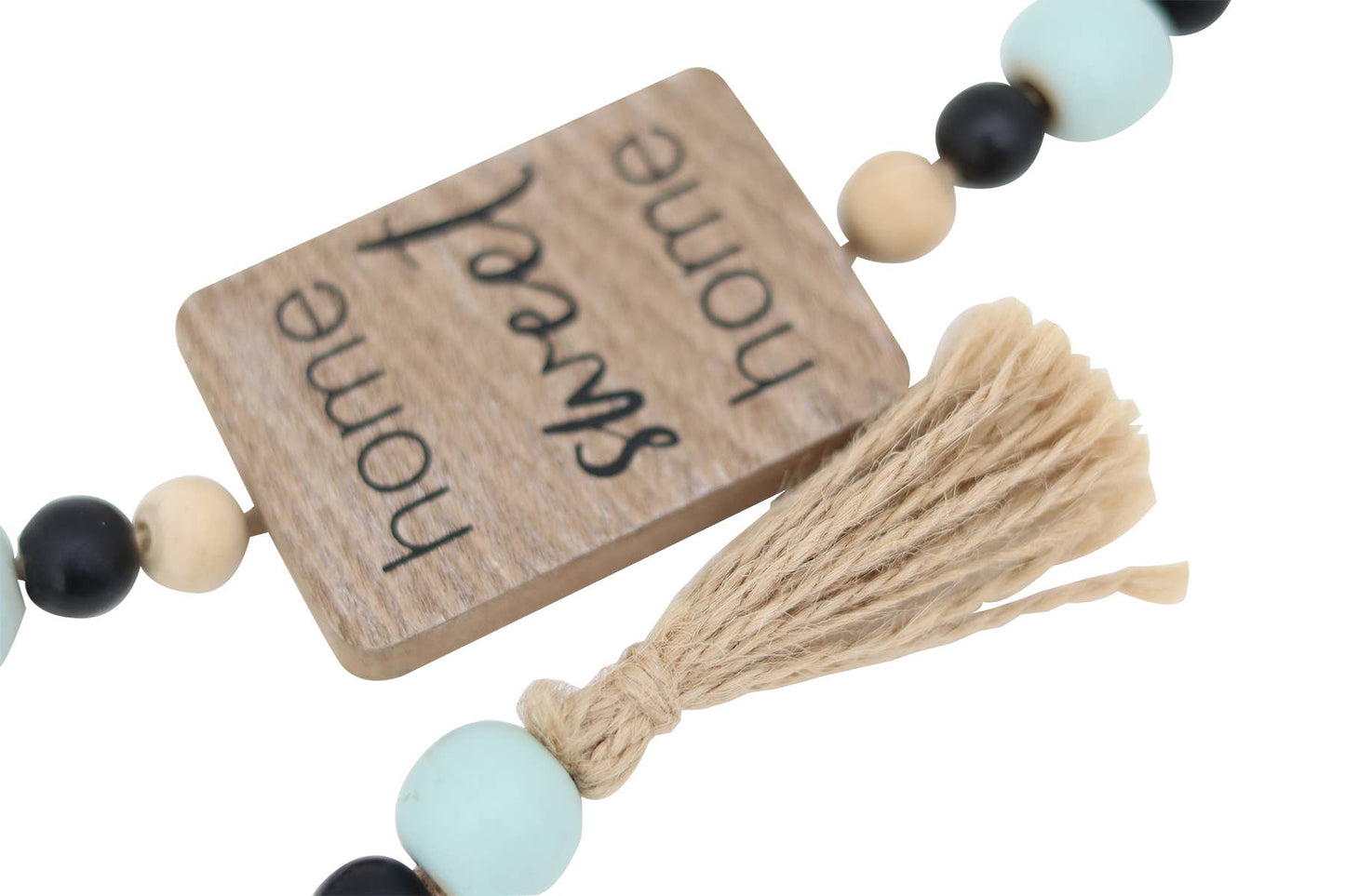 Home Sweet Home Wood Beads Decor with Jute Tassels
